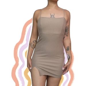 Forever 21 pinstripe beige mini dress sz. L